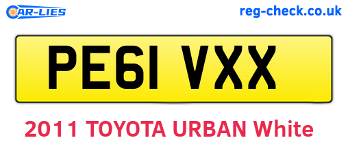 PE61VXX are the vehicle registration plates.