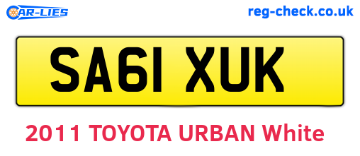 SA61XUK are the vehicle registration plates.
