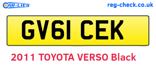 GV61CEK are the vehicle registration plates.