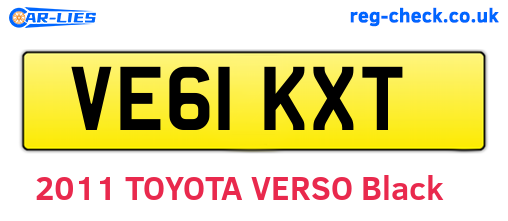 VE61KXT are the vehicle registration plates.