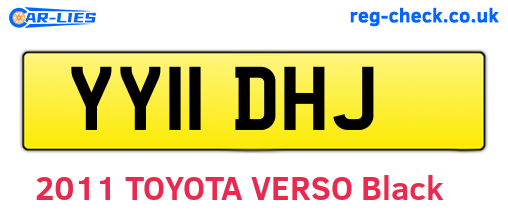 YY11DHJ are the vehicle registration plates.