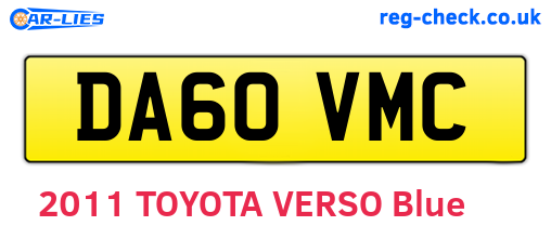 DA60VMC are the vehicle registration plates.