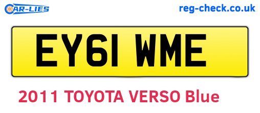 EY61WME are the vehicle registration plates.