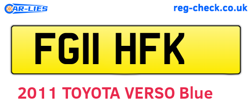 FG11HFK are the vehicle registration plates.