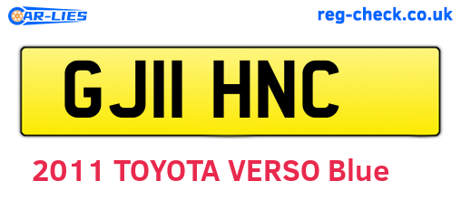 GJ11HNC are the vehicle registration plates.