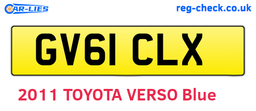 GV61CLX are the vehicle registration plates.