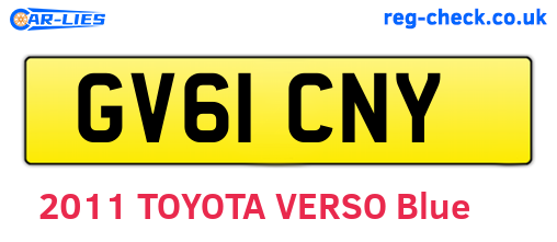 GV61CNY are the vehicle registration plates.