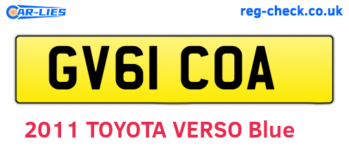 GV61COA are the vehicle registration plates.