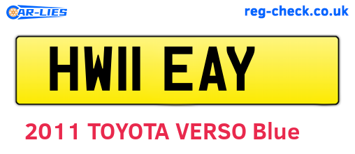 HW11EAY are the vehicle registration plates.