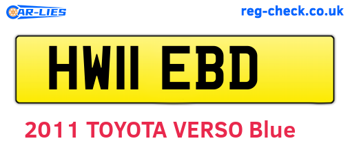 HW11EBD are the vehicle registration plates.