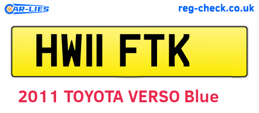 HW11FTK are the vehicle registration plates.