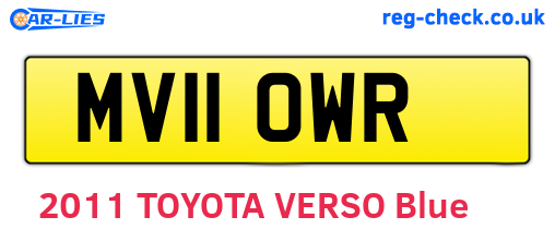 MV11OWR are the vehicle registration plates.