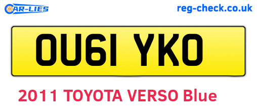 OU61YKO are the vehicle registration plates.