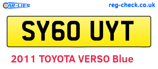 SY60UYT are the vehicle registration plates.