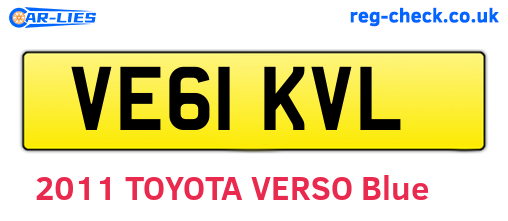 VE61KVL are the vehicle registration plates.