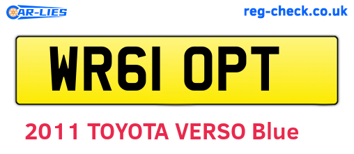 WR61OPT are the vehicle registration plates.