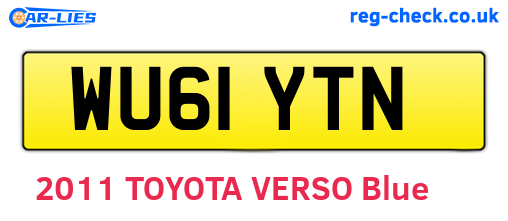 WU61YTN are the vehicle registration plates.