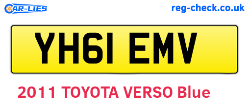 YH61EMV are the vehicle registration plates.