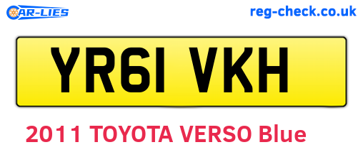 YR61VKH are the vehicle registration plates.
