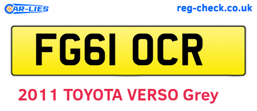 FG61OCR are the vehicle registration plates.