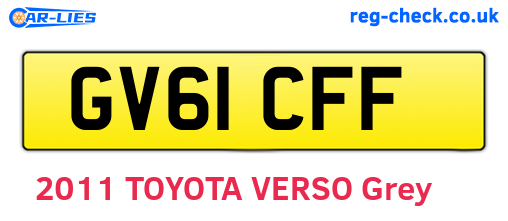 GV61CFF are the vehicle registration plates.