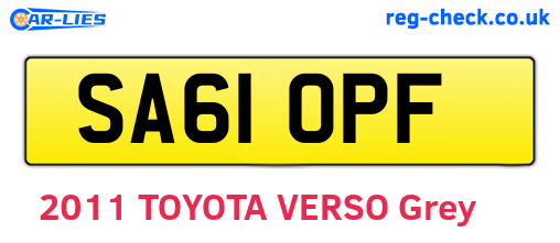 SA61OPF are the vehicle registration plates.