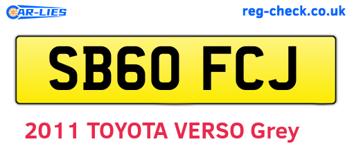 SB60FCJ are the vehicle registration plates.