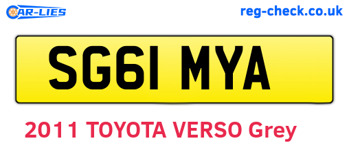 SG61MYA are the vehicle registration plates.