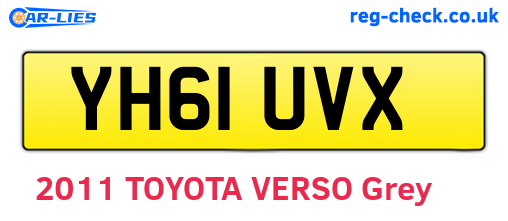 YH61UVX are the vehicle registration plates.
