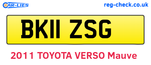 BK11ZSG are the vehicle registration plates.