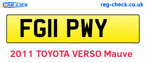 FG11PWY are the vehicle registration plates.