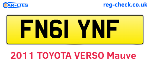 FN61YNF are the vehicle registration plates.