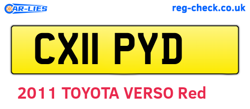 CX11PYD are the vehicle registration plates.