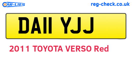 DA11YJJ are the vehicle registration plates.