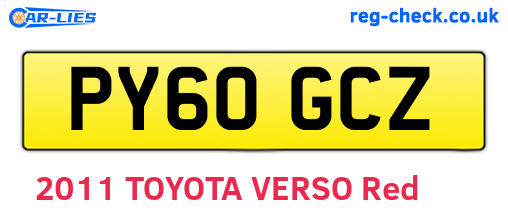 PY60GCZ are the vehicle registration plates.