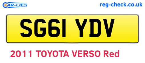 SG61YDV are the vehicle registration plates.
