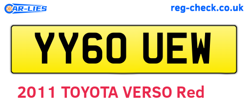 YY60UEW are the vehicle registration plates.