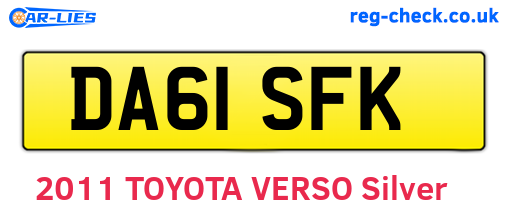 DA61SFK are the vehicle registration plates.
