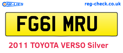 FG61MRU are the vehicle registration plates.