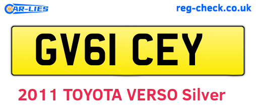 GV61CEY are the vehicle registration plates.