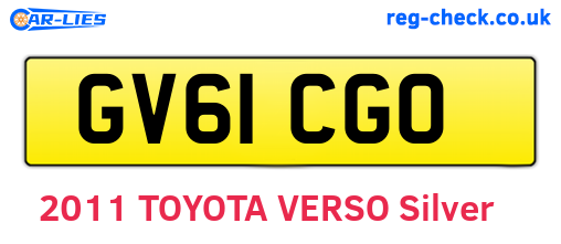 GV61CGO are the vehicle registration plates.
