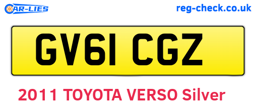 GV61CGZ are the vehicle registration plates.