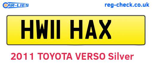 HW11HAX are the vehicle registration plates.