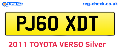 PJ60XDT are the vehicle registration plates.