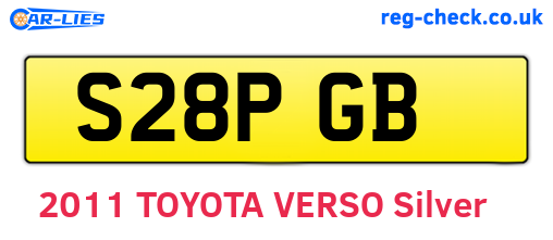 S28PGB are the vehicle registration plates.