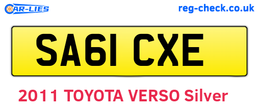 SA61CXE are the vehicle registration plates.