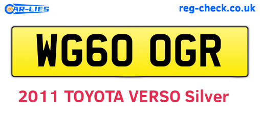 WG60OGR are the vehicle registration plates.