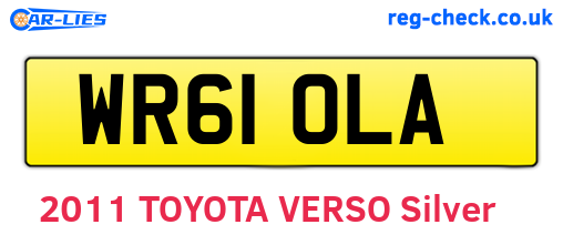 WR61OLA are the vehicle registration plates.