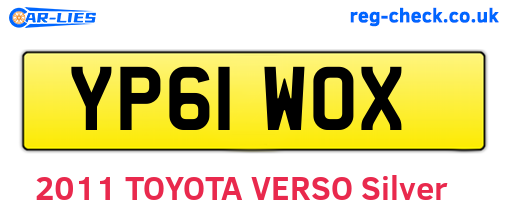 YP61WOX are the vehicle registration plates.