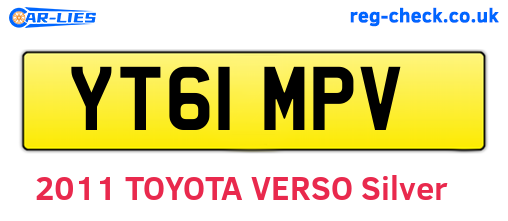 YT61MPV are the vehicle registration plates.